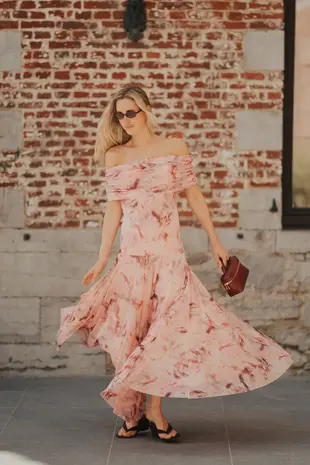 Longue robe rose ORIANE