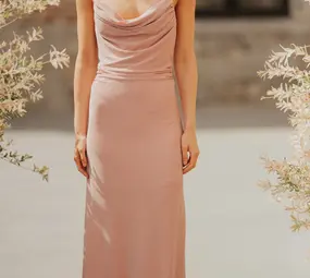 Robe Midi Rose Pailletée Col Cascade DIVIA
