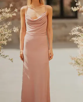Robe Midi Rose Pailletée Col Cascade DIVIA