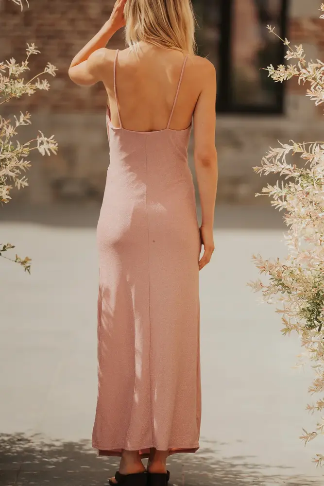 Robe Midi Rose Pailletée Col Cascade DIVIA Robe Midi Rose Pailletée Col Cascade DIVIA