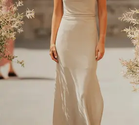 Robe Midi Beige Pailletée Col Cascade DIVIA