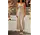 Robe Midi Beige Pailletée Col Cascade DIVIA