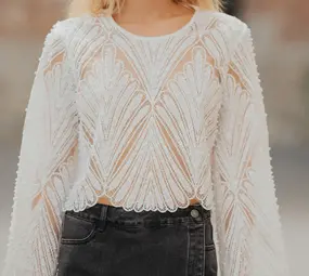 Blouse à perles blanc NOVA