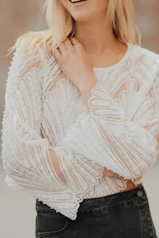 Blouse à perles blanc NOVA