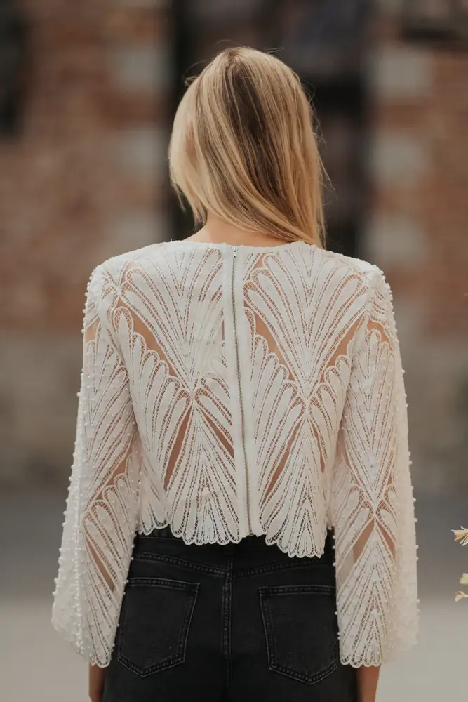 Blouse à perles blanc NOVA