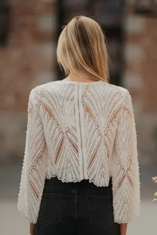 Blouse à perles blanc NOVA