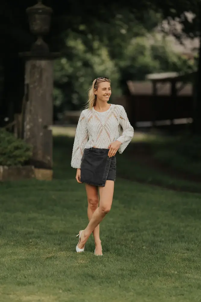 Blouse à perles blanc NOVA