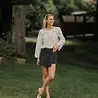 Blouse à perles blanc NOVA