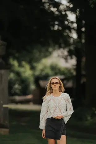Blouse à perles blanc NOVA