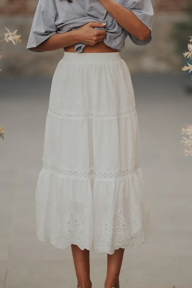 Longue jupe blanc ERYN
