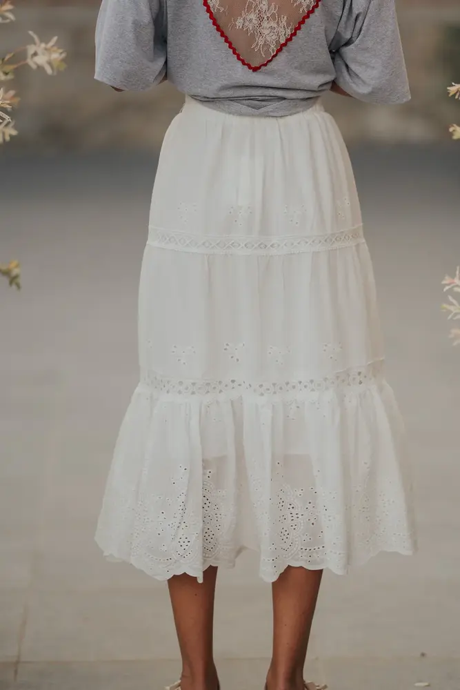 Longue jupe blanc ERYN