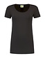 Dames T-shirt ronde hals stretch extra lang Kleur: Donkergrijs, Maat: L