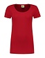 Dames T-shirt ronde hals stretch extra lang Kleur: Rood, Maat: XXL