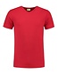 Extra lang T-shirt met V-hals L&S Kleur: Rood, Maat: M