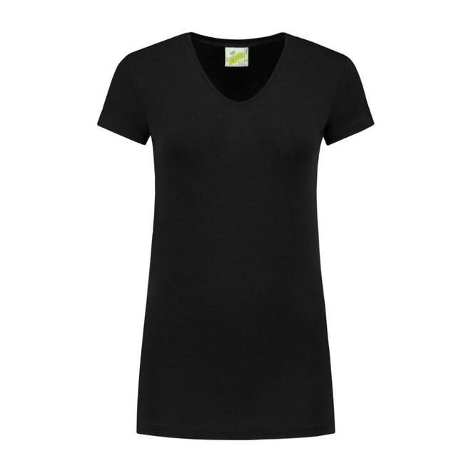 Extra lang dames T-shirt stretch met V-hals