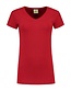 Extra lang dames T-shirt stretch met V-hals Kleur: Rood, Maat: L