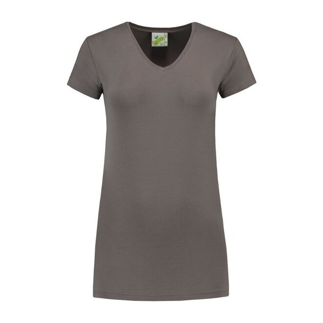 Extra lang dames T-shirt stretch met V-hals