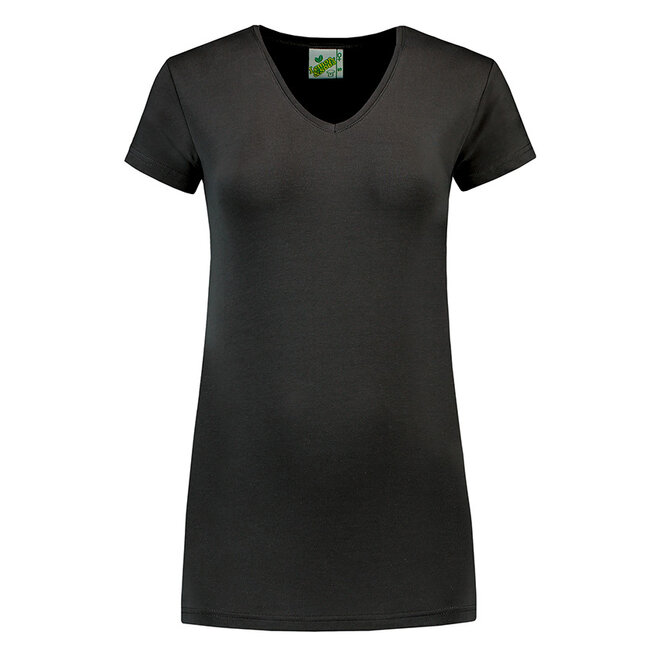 Extra lang dames T-shirt stretch met V-hals