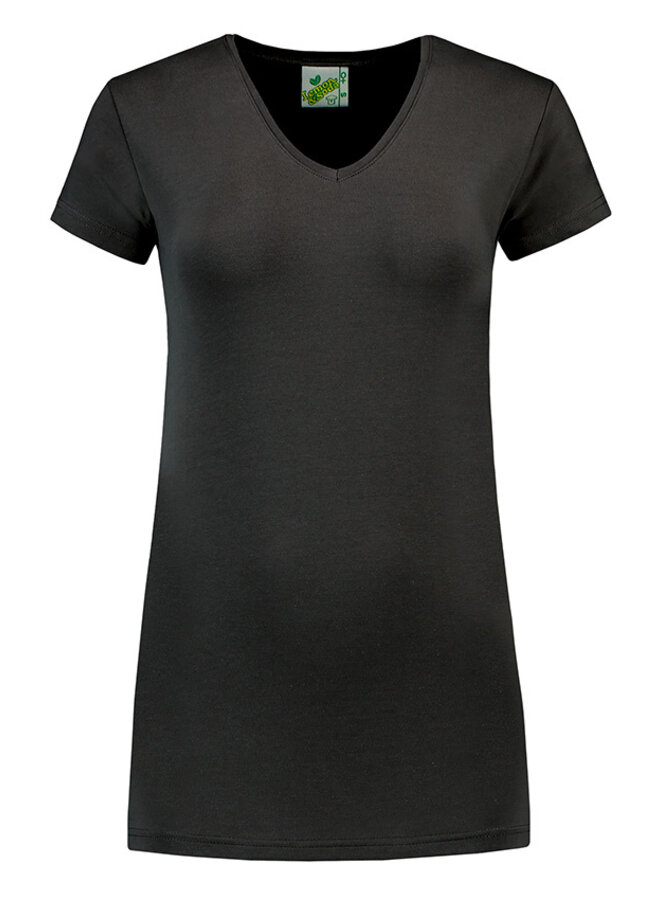 Extra lang dames T shirt met V hals Werkkleding