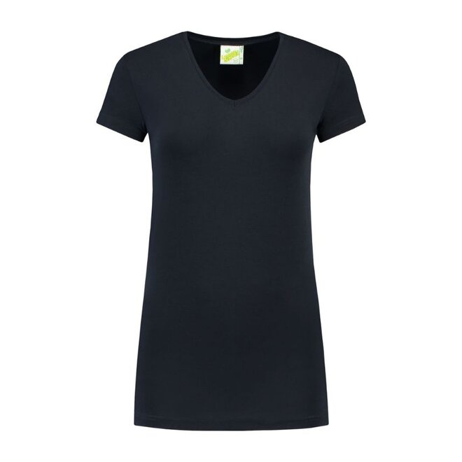 Extra lang dames T-shirt stretch met V-hals