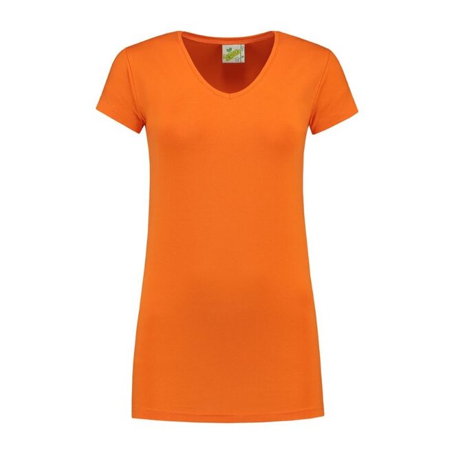 Extra lang dames T-shirt stretch met V-hals