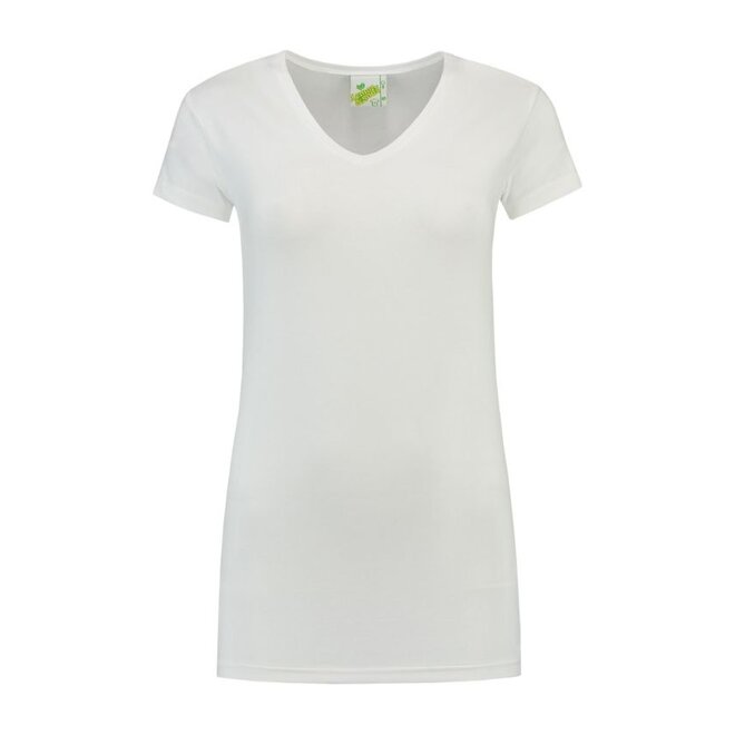 Extra lang dames T-shirt stretch met V-hals