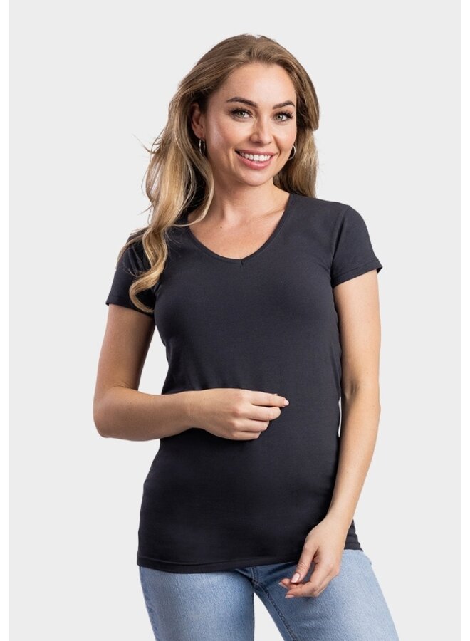 Extra lang dames T shirt met V hals Werkkleding
