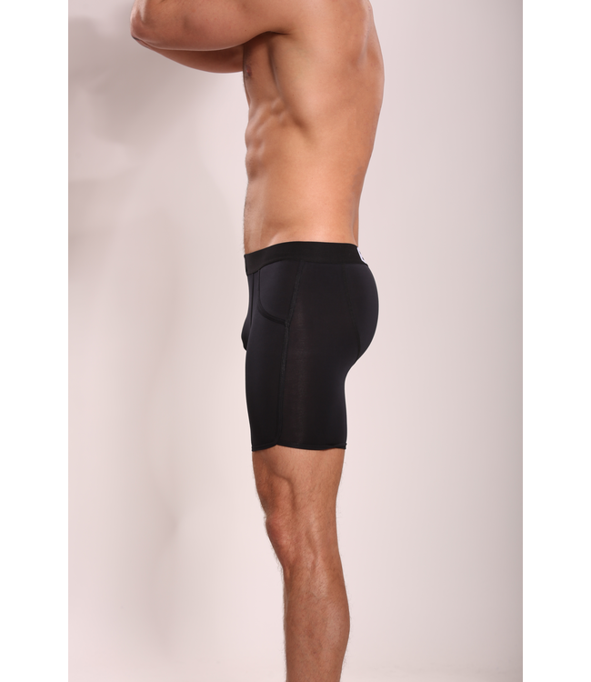 Langärmelige Boxershorts für Männer | Schwarz | Einfarbig