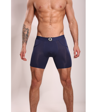 Heren Boxershort met Lange pijpjes | Effen | Lyocell | Donker Blauw