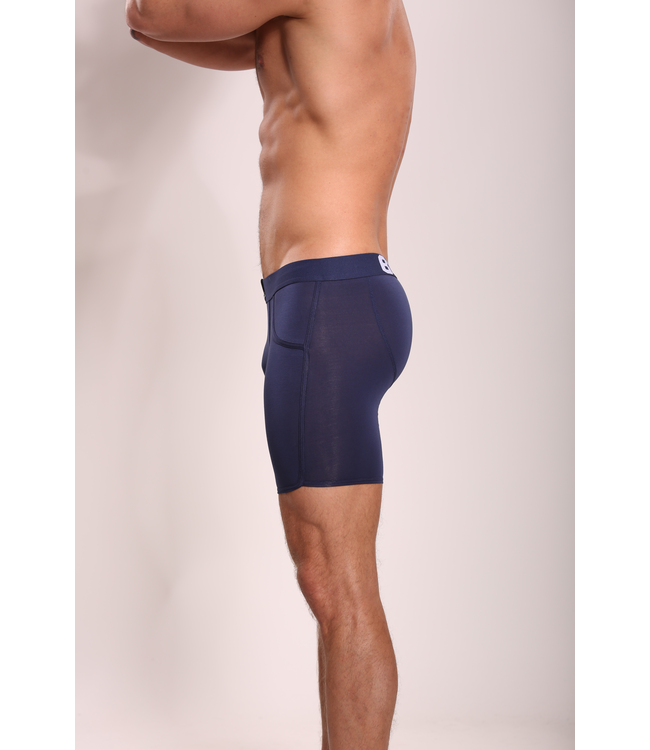 Heren Boxershort met Lange pijpjes | Donker Blauw | Effen | Bolas