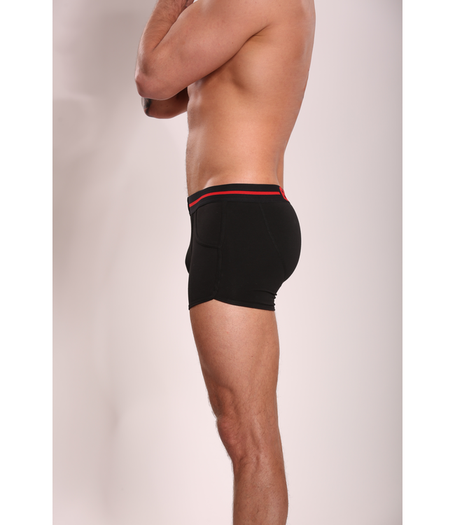 Herren Boxershorts Schwarz Einfarbig | Baumwolle | Rot
