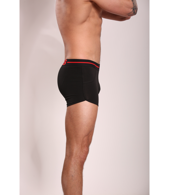 Herren Boxershorts Schwarz Einfarbig | Baumwolle | Rot