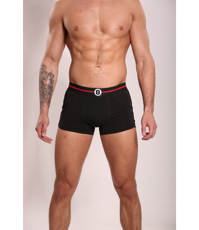 Herren Boxershorts Schwarz Einfarbig | Baumwolle | Rot