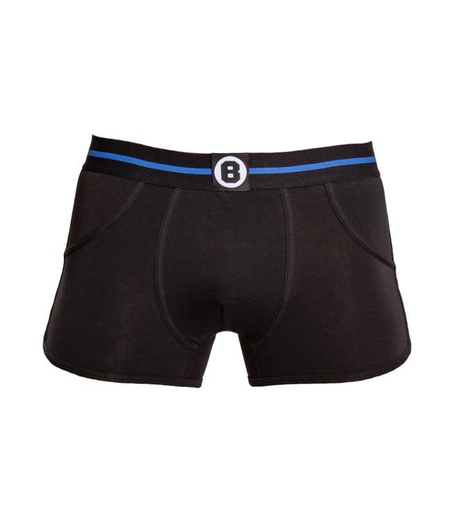 Heren Boxershort Zwart Effen | Katoen | Blauwe Streep