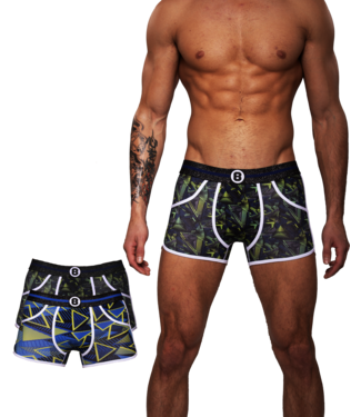 Heren Boxershorts met print | Duo pack 2 st | Dance  | Katoen| Groen Blauw |