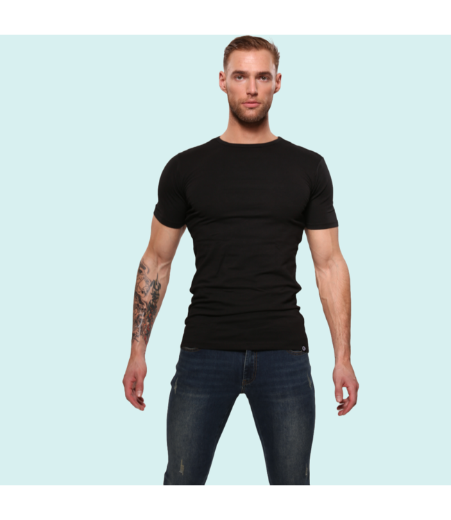 Heren T-Shirt | Bamboe | Basic Zwart | Ronde Hals