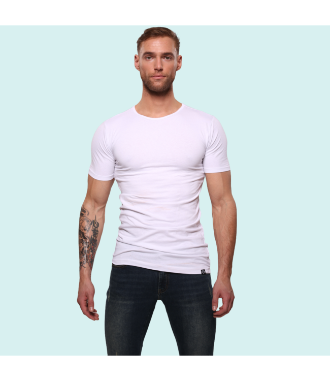 Heren T-Shirt | Katoen | Basic Wit| Ronde Hals