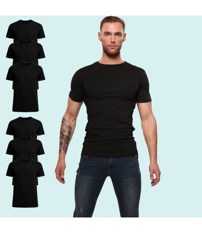 Herren T-Shirt | Bambus | 6pack | Basic Schwarz | Rundhalsausschnitt