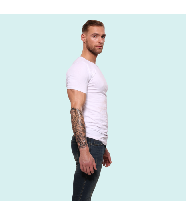 Heren T-Shirt | Katoen | Basic Wit  | Ronde Hals | 3 pack