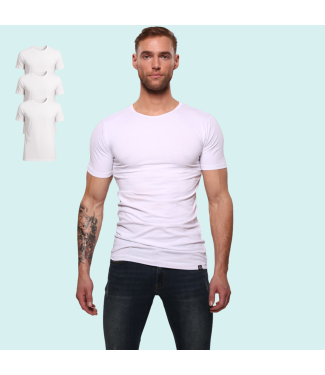 Men's T-Shirt | Cotton | Basic White | Round Neck | 3Pack