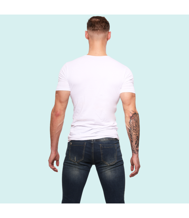 Heren T-Shirt | Katoen | Basic Wit | Ronde Hals | 6 pack