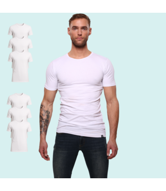 Men's T-Shirt | Cotton | Basic White | Round Neck | 6Pack