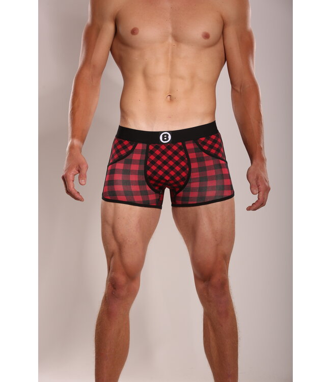 Heren Boxershort | Print  | Red Blocked  | Katoen | Rood Zwart |