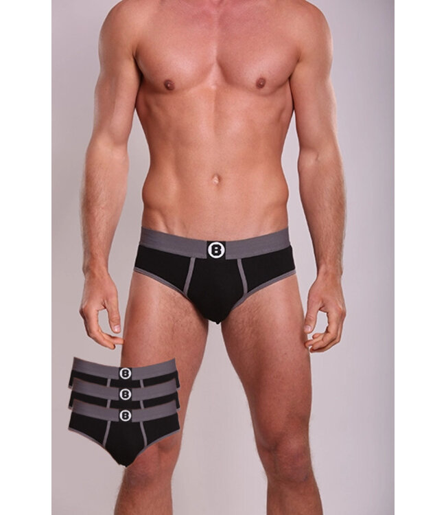 Men's briefs | Black | Solid | Cotton | 3 pack | Bolas Underwear