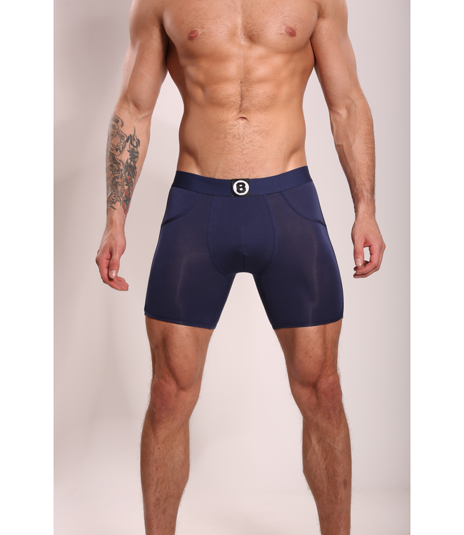 Heren Boxershorts Met Lange Pijpjes | Effen | 3 Pack | Jersey | Lyocell |  Navy
