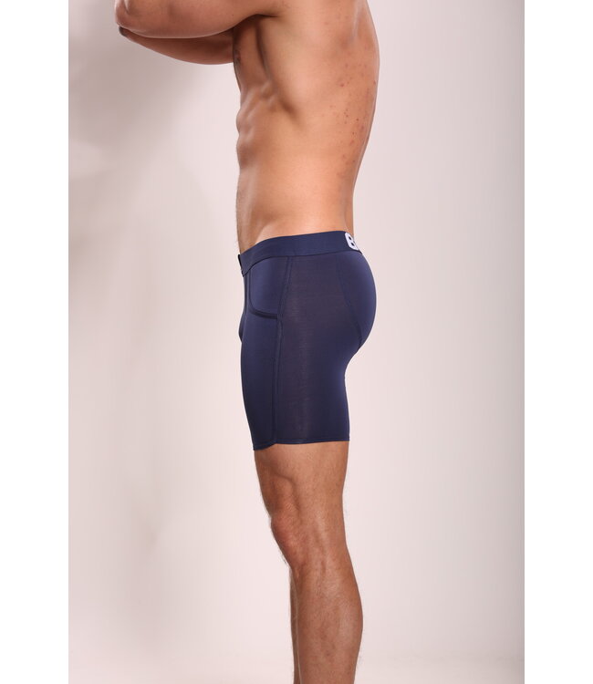 Men's Long Leg Boxer Shorts | 3-pack | Solid Colour Navy Blue | Bolas Underwear