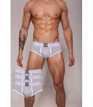 Herren-Slip | Marl Grey | Einfarbig | Baumwolle | 3er-Pack | Bolas Underwear