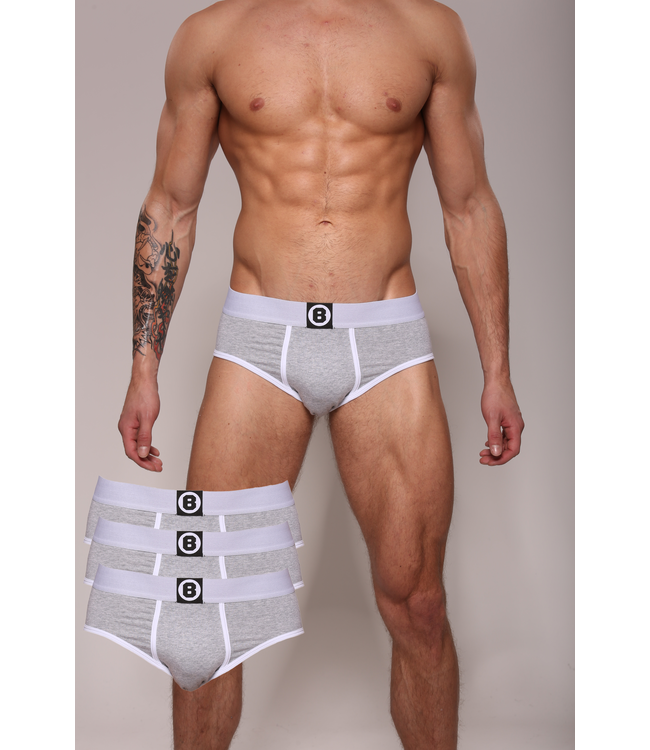 Men's briefs | Marl Grey | Solid colour | Cotton | 3 pack | Bolas Underwear