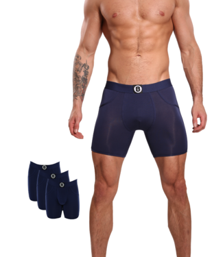 Heren Boxershorts Met Lange Pijpjes | 3pack | Effen Kleur Navy Blue | Bolas Underwear