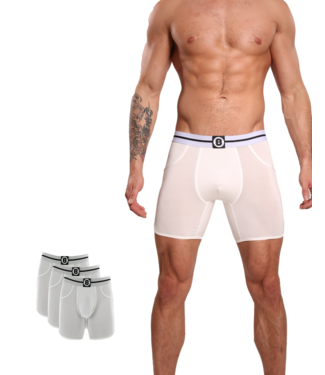 Heren Boxershorts Met Lange Pijpjes | Effen | 3 Pack | Jersey | Lyocell | Wit Heren Boxershorts Met Lange Pijpjes | Effen | 3 Pack | Jersey | Lyocell | Wit